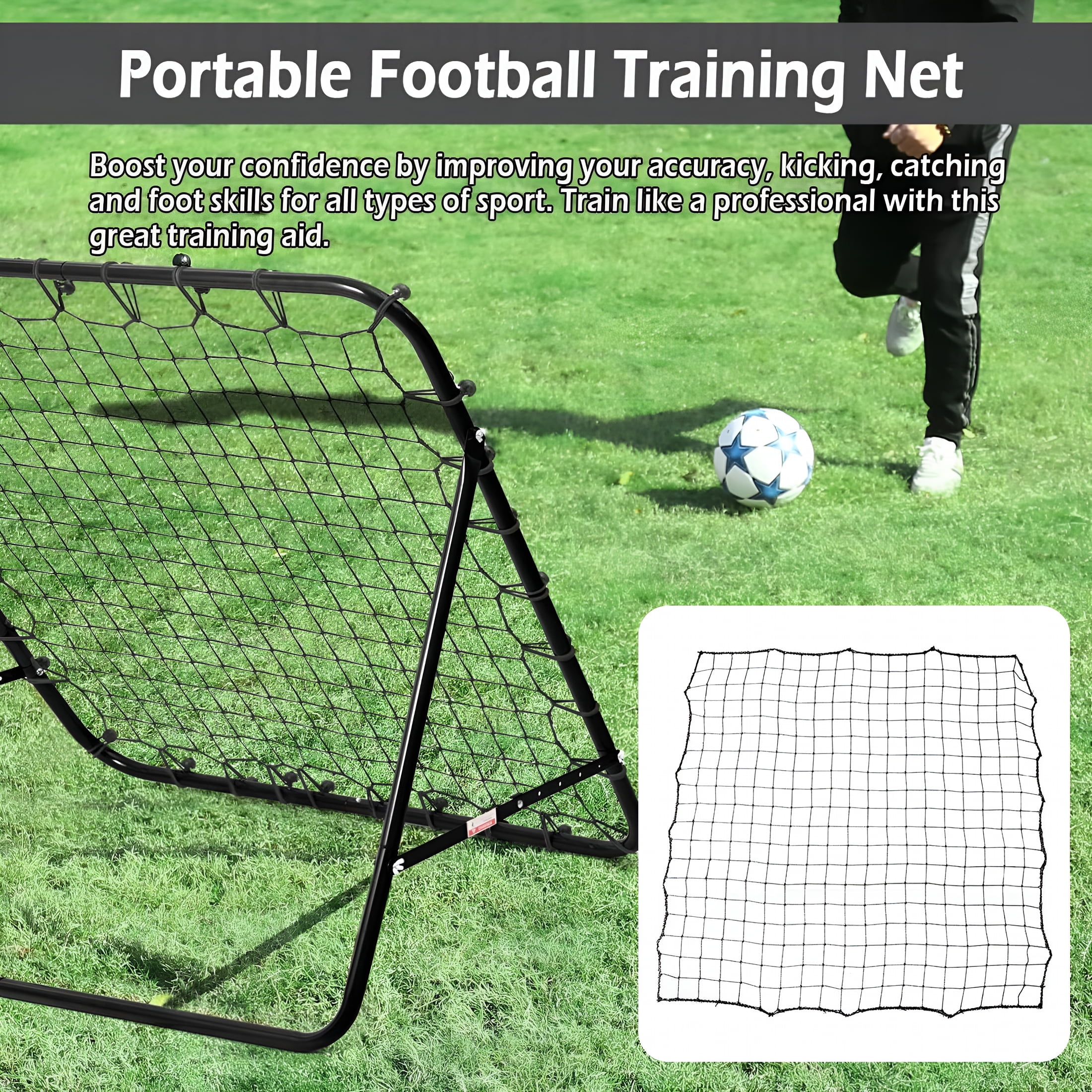 BESTSKY Soccer Rebounder Net with 20 Elastic Ropes Kickback Football ...