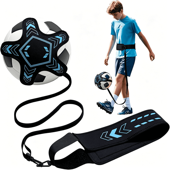 BESTSKY Soccer Training Equipment Football Kick Solo Trainer Adjustable Waist Belt Elastic Rope,Hands Free Throw Sole Practice Fits Ball 3,4,5 and Volleyball Rugby (Blue)
