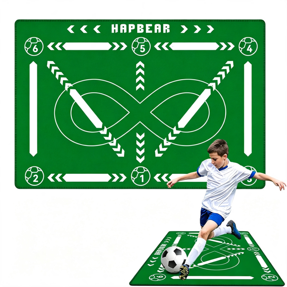 BESTSKY Soccer Training Mat,Non-Slip Silent Speed Agility Trainer 0.2" Thickened,Shock-Absorbing,Footwork&Ball Mastery Equipment,Numbered Guide,Professional Practice Mat for Home&Gym