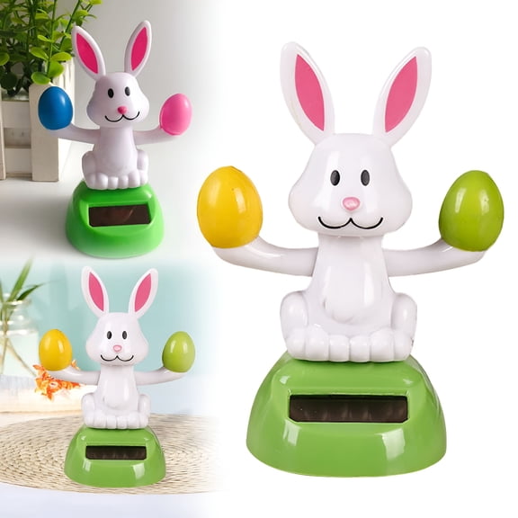 BESTSKY Solar Dancing Bunny, Solar Powered Bobblehead Car Dashboard Decoration, Cute Easter Rabbit Figurine, Non-Slip Shaking Head Doll for Auto Interior