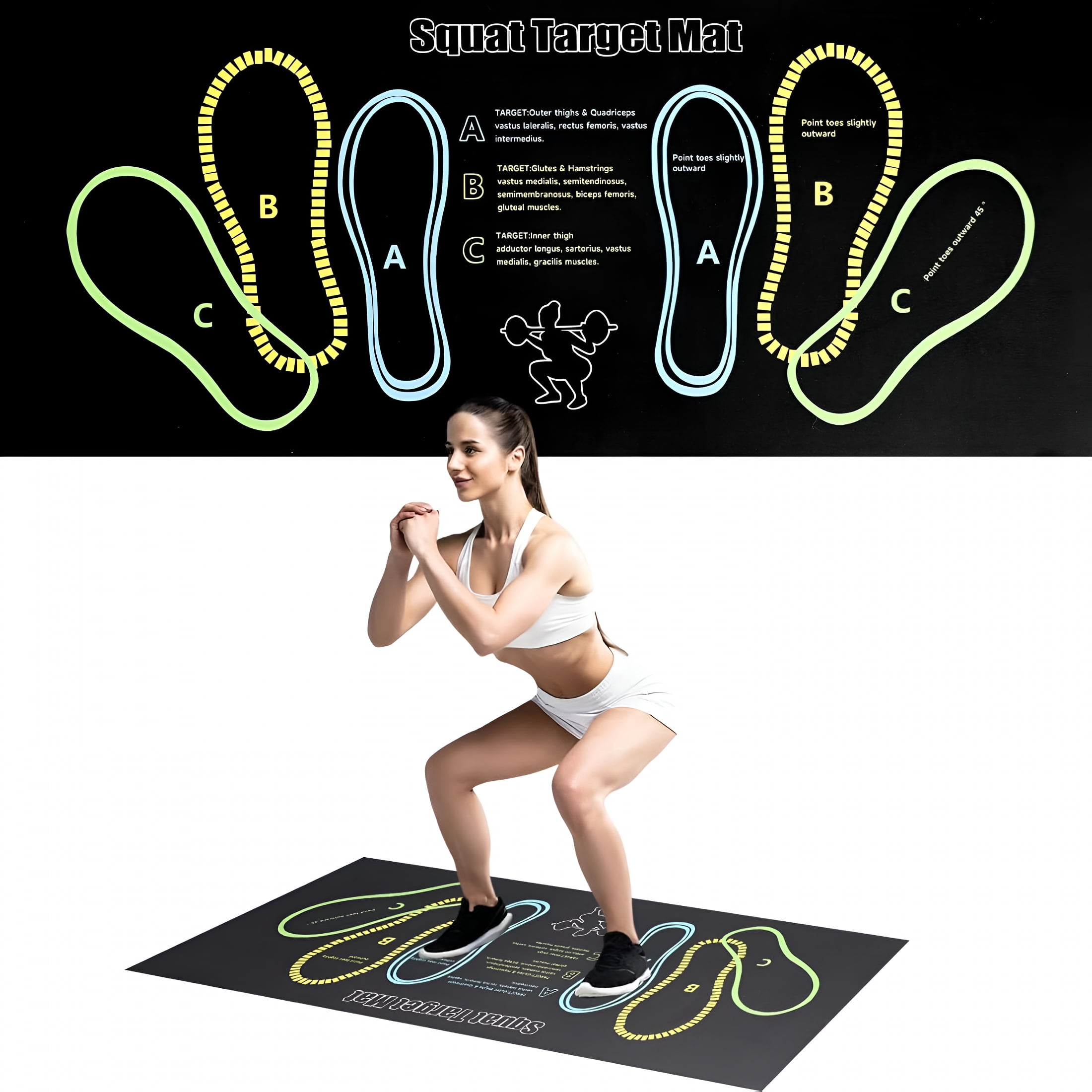 BESTSKY Squat Mat with Foot Position,Large Squat Target Pad 30"X 13.8 ...