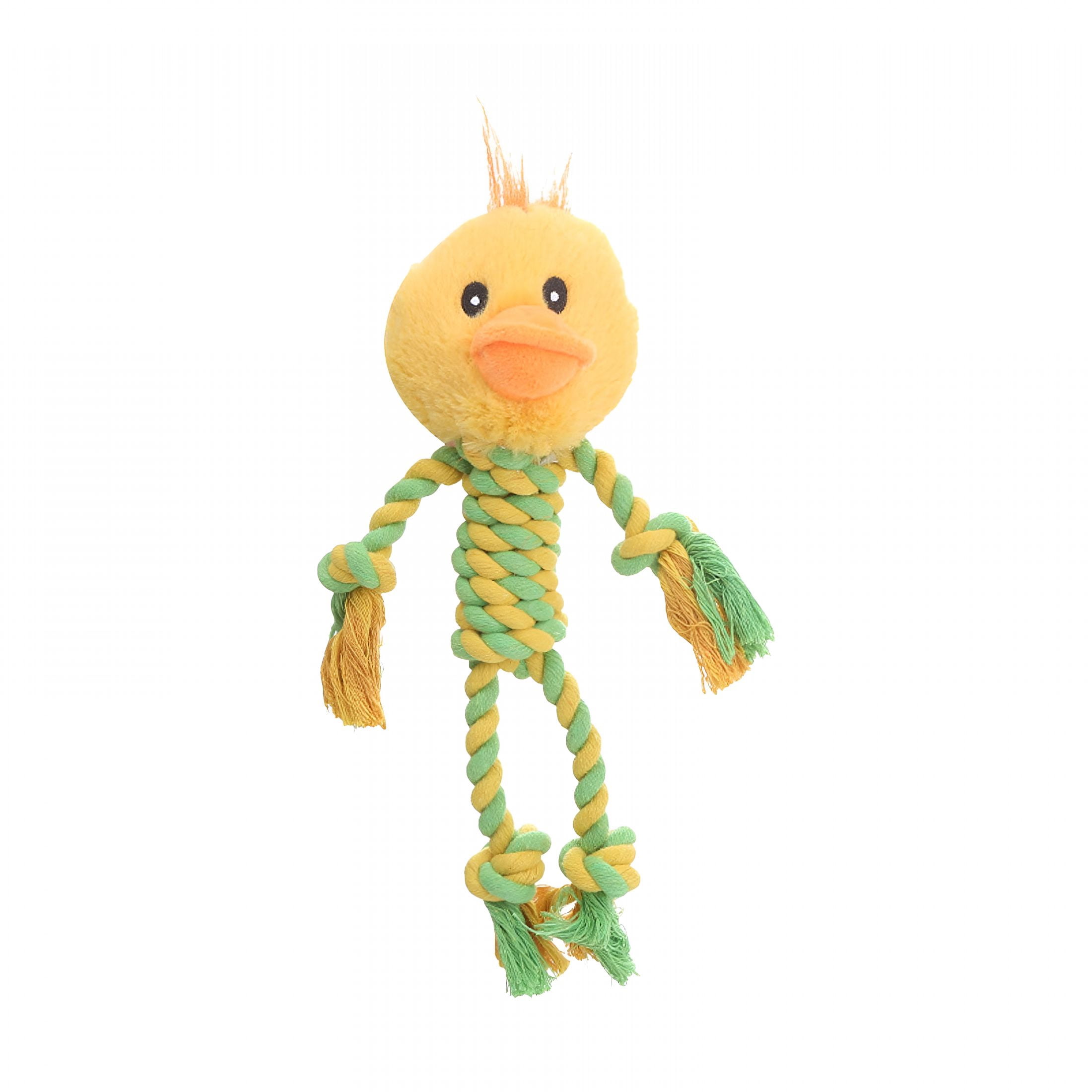 BESTSKY Squeaky Animal Rope Chew Toy for Dogs Cotton Braided Tug Toy with Cute Duck Shapes Interactive Pet Toy for Indoor Outdoor Play
