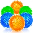 thumbnail image 1 of BESTSKY Squeaky Balls for Pet Small Puppy, 6 Pack TPR Fetch Spike Balls for Dogs, Rubber 6 Pack Bright Colors Chew Teething Dog Toys, for Clean Teeth and Training, for Puppy Chew and Teething, 1 of 7