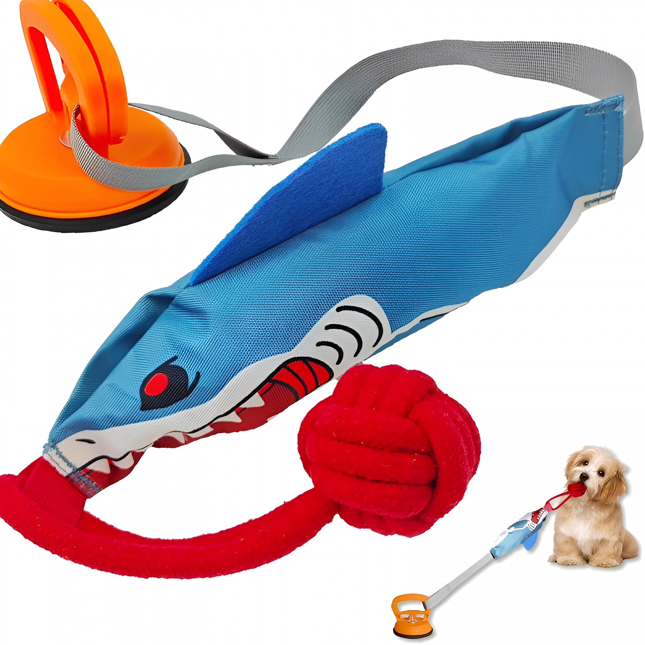 BESTSKY Squeaky Dog Tug Toy with Suction Cup,Interactive Tug of War Pull Toy Sturdy Rope Toys