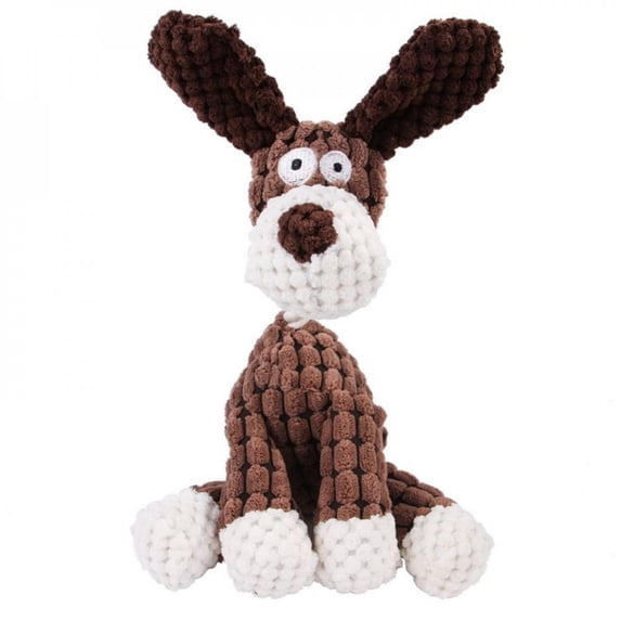 BESTSKY Squeaky & Plush Dog Toy with Chew Sound, Brown Large (2 Pack)