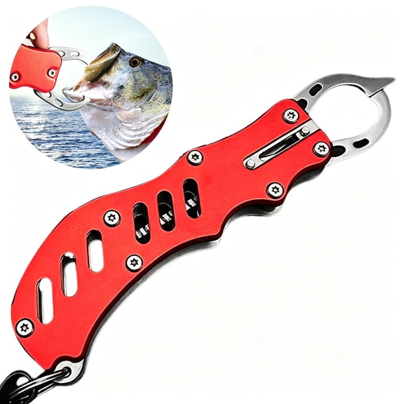 BESTSKY Stainless Steel Fish Gripper Fish Mouth Lip Grabber with Ruler Scale EVA Handle Fishing Pliers Fish Control Clamp Catcher Tong Fishing Accessories