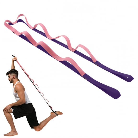BESTSKY Stretching Strap, 10 Loop Static Holding Yoga Strap, Non Elastic Cotton Nylon Bands for Home Gym Workout, Physical Therapy, and Flexibility Training, Style3