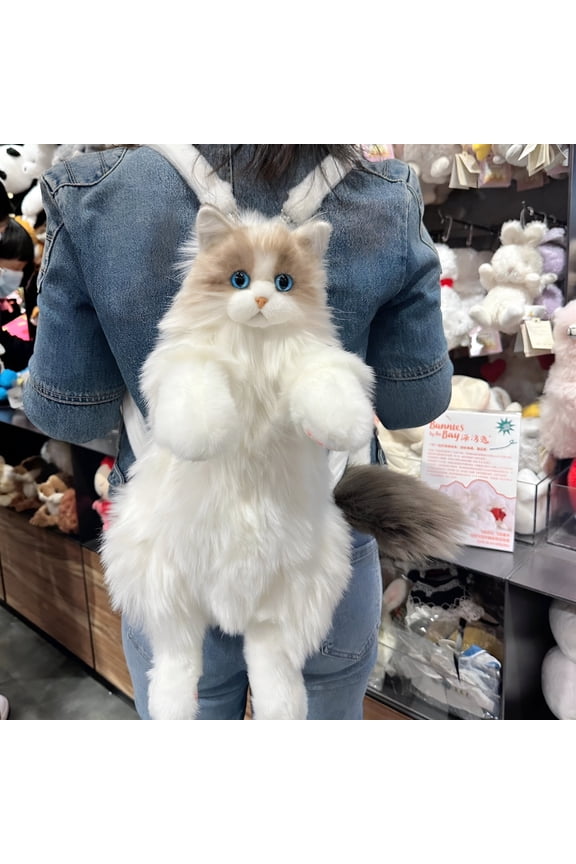 AOMRCOL Stuffed Animals Backpack,Cute Cats Backpack,Handcrafted Realistic Cats Shaped Bag