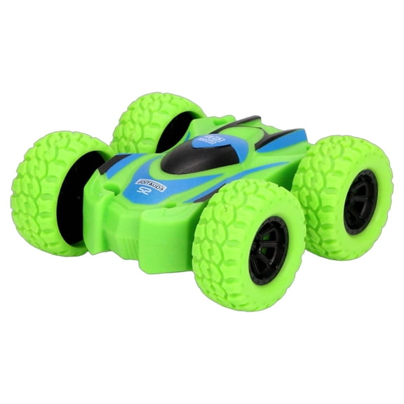 BESTSKY Stunt Car, Dual-Sided Wall Climbing Off-Road Toy, Inertia Powered Flip Racing Vehicle, Safe ABS Plastic for Kids Indoor Outdoor Play, Green