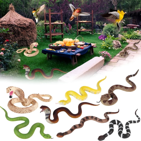 BESTSKY Super Realistic Rubber Snake Drives Away Birds Realistic TPR Fake Snake Suitable For Garden Cobras Rattlesnakes And Venomous Snakes Etc