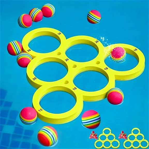 BESTSKY Swimming Pool Toys and Games,Floating Pool Throwing Game Summer Swimming Pool/Beach Toys Accessories with 12 Colorful Tossing Balls,12Pcs (A)