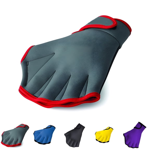 BESTSKY Swimming Training Gloves - Water Resistance Webbed Swim Gloves with Adjustable Wrist Strap for Fitness, Diving, Aerobics & Strength Building (Men & Women)