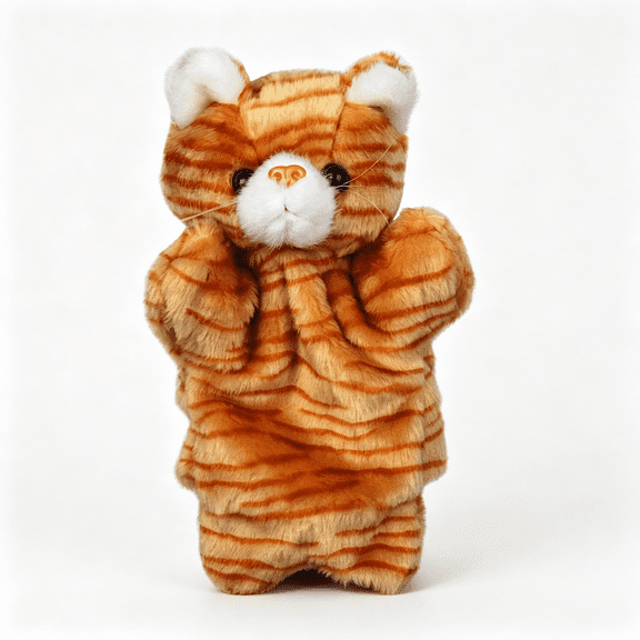 BESTSKY Tabby Cat Hand Puppets Kitten Plush Animal Toys Dolls for Kids Imaginative Pretend Play Storytelling Soft Plush Cat Hand Puppet