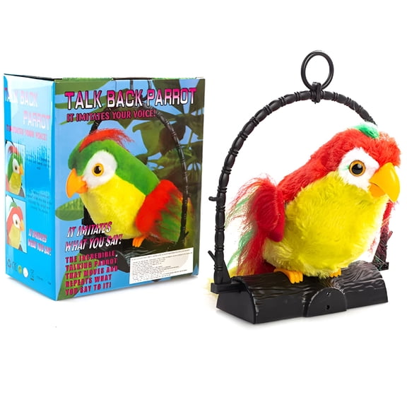 BESTSKY Talking Parrot Repeats What You Say, Electronic Plush Animal Toy for Kids