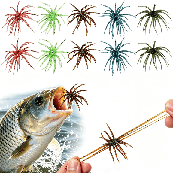 BESTSKY Tentacle Fishing Lure,Dice Bait Soft Plastic Swim Bait,Sea Urchin Lure,For Drop Shot,Weird Fishing Rig,Trout Sea Bass Mandarin Fish Catfish Slow Sinking Soft Lure 2.36 In,3.9 in and 4.3 In.