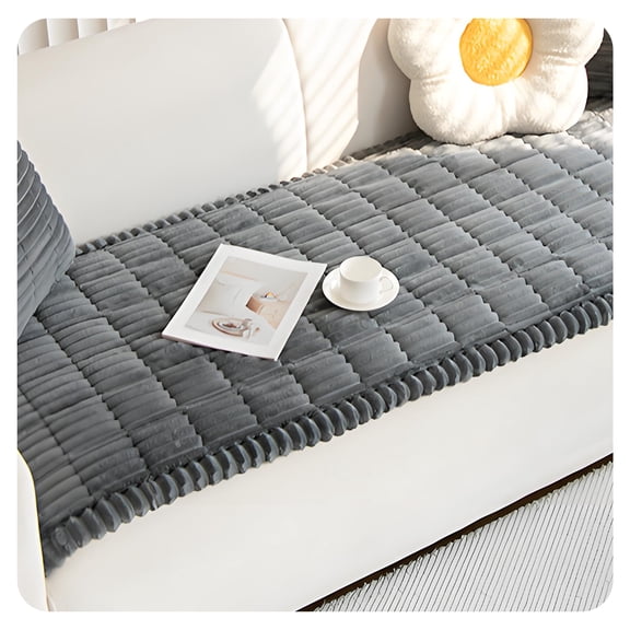 BESTSKY Thickened Corduroy Sofa Protector Non-Slip Couch Slipcover for Pets Soft and Durable Large Couch Cover Protective Cover for Sofa Dark Gray 27.5x59 in