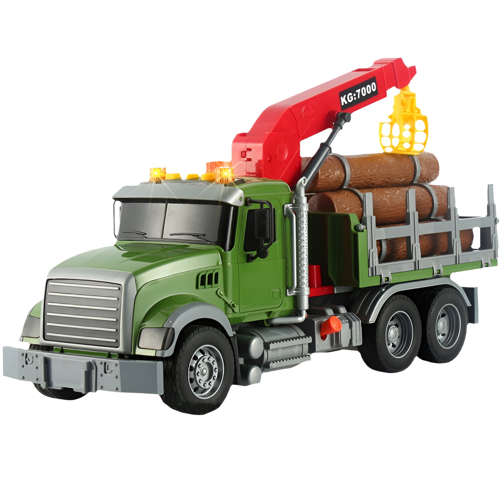 BESTSKY Tow Truck Toy,Up-Down Movement Toys for 3 Year Old Boys,Play Fun Powered Transport Truck Crane Toy,Timber Hauler