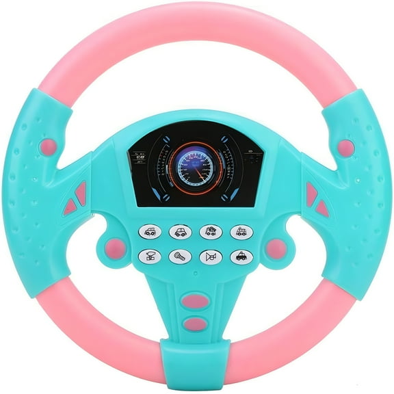 BESTSKY Toy Steering Wheel,Steering Wheel Tool,Copilot Steering Wheel Tool,Easy Operation Portable for Kids (Pink Blue)