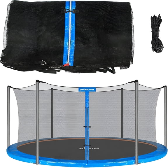 BESTSKY Trampoline Replacement Safety Enclosure Net for 6 Straight Poles Round Frame Trampolines,Breathable and Weather-Resistant Trampoline Net with Adjustable Straps(Net Only)