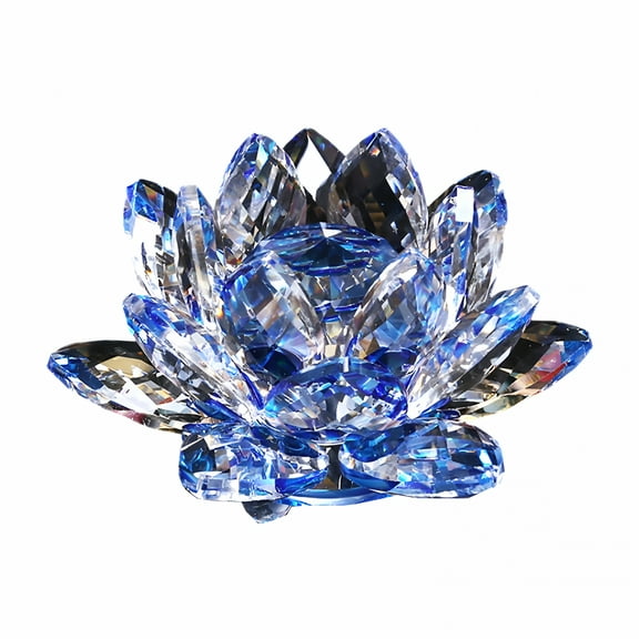 LAMIRO Crystal Lotus Flower Artificial Blue Crystal Figurine