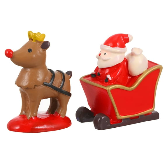 LAMIRO 2 Santa Sleigh Reindeer Deer Figurines for Xmas Decor