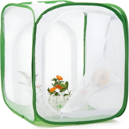 BESTSKY Two Doors Large Monarch Butterfly Habitat,Insect Mesh Cage,Caterpillar Enclosure Terrarium Pop-Up (24 X 24 X 36 Inches)