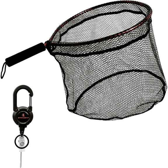 BESTSKY Ultra-Light Aluminum Landing Net - Soft Mesh, Lightweight Frame, Floating Non-Slip Grip, Anti-Loss Rope & Carabiner Clip, for Flying Fishing and Kayak Fishing