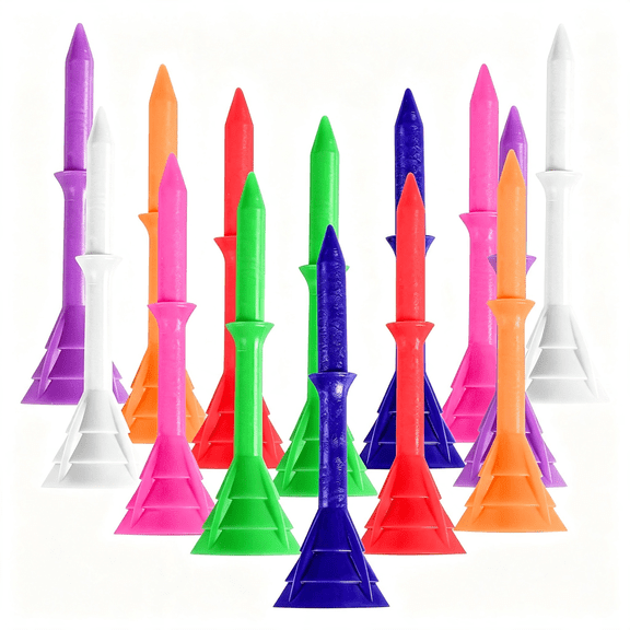 BESTSKY Unbreakable Golf Tees Plastic 3 1/4 Inch | 30 Pack Big Cup Tee for Easy Ball Launch, Low Friction Smooth Impact, Reduced Spin for More Distance, Bright Colors