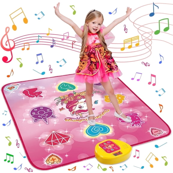 BESTSKY Unicorn Dance Mat Toys for 3-12 Year Old Girls, 6 Game Modes Educational Musical Dance Pad,Christmas Birthday Gifts for Kids, Dance Mat