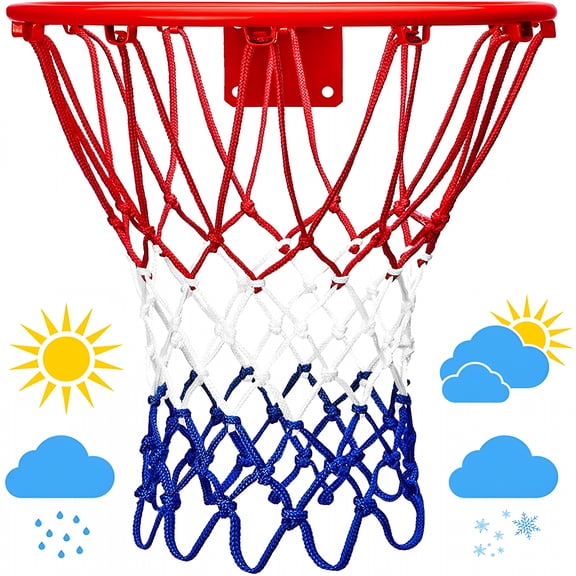 BESTSKY Upgraded Heavy Duty 21inches Standard Basketball Nets, Rainproof Sunscreen for All-Weather Thick Nets, 12 s for Indoor and Outdoor Professional Competitions Replacement Net