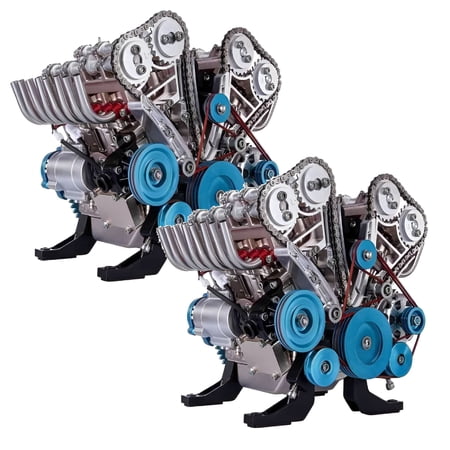 BESTSKY V8 Combustion Engine Model Kit That Runs - Build Your Own STEM Mini V8 Model Engine Kit for Adults & Kids Age 12+,Visible V8 Mini Engine Kit That Works 2PCS