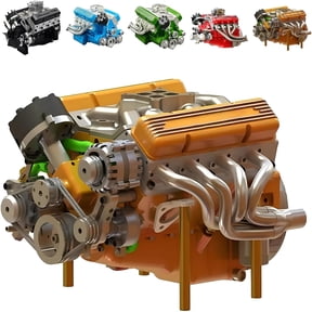BESTSKY V8 Engine Kit Gasoline, Ohv V8 Small-Block Engine Model Kits, Mini V8 Engine Kit That Runs on Gas, Build Your Own Mini Working V8 Engines for Adults (Yellow)