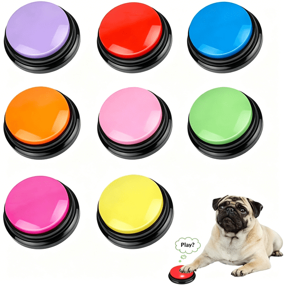 BESTSKY Voice Recording Button for Communication Pet Training Buzzer,30 Second Record&Playback Dog Toy,Voice Recording Clicker for Cat,Puppy,Pet Training,Funny Gift for Study Office Home 8Pcs