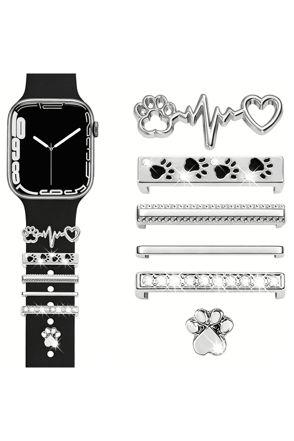 Watch Band Charms with Decorative Bling Rings Loops,Compatible with Smart Watch 40Mm 38Mm 41Mm 42Mm 44Mm 45Mm Metal Diamond Charms Smart Watch Strap Accessories