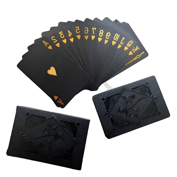 BESTSKY Waterproof Plastic Poker Cards, Black Gold & Rose Design, Durable Playing Deck for Card Games, Party & Travel