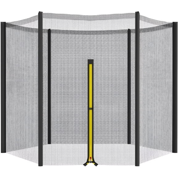 BESTSKY Weather-Resistant Trampoline Enclosure, Replacement Safety Net for 10Ft Outdoor Trampolines, Non-Toxic Polyethylene Mesh, Stable Entrance Door with Locking Hook, Black