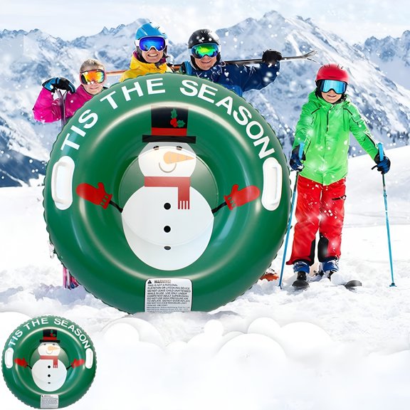 BESTSKY Winter Inflatable Ski Ring,Thickened Heavy Duty Sled with Handle,Snow Tube Sports Toy for Outdoor Fun,Winter Snow Sledding Gear,Kids&Adults Sledding