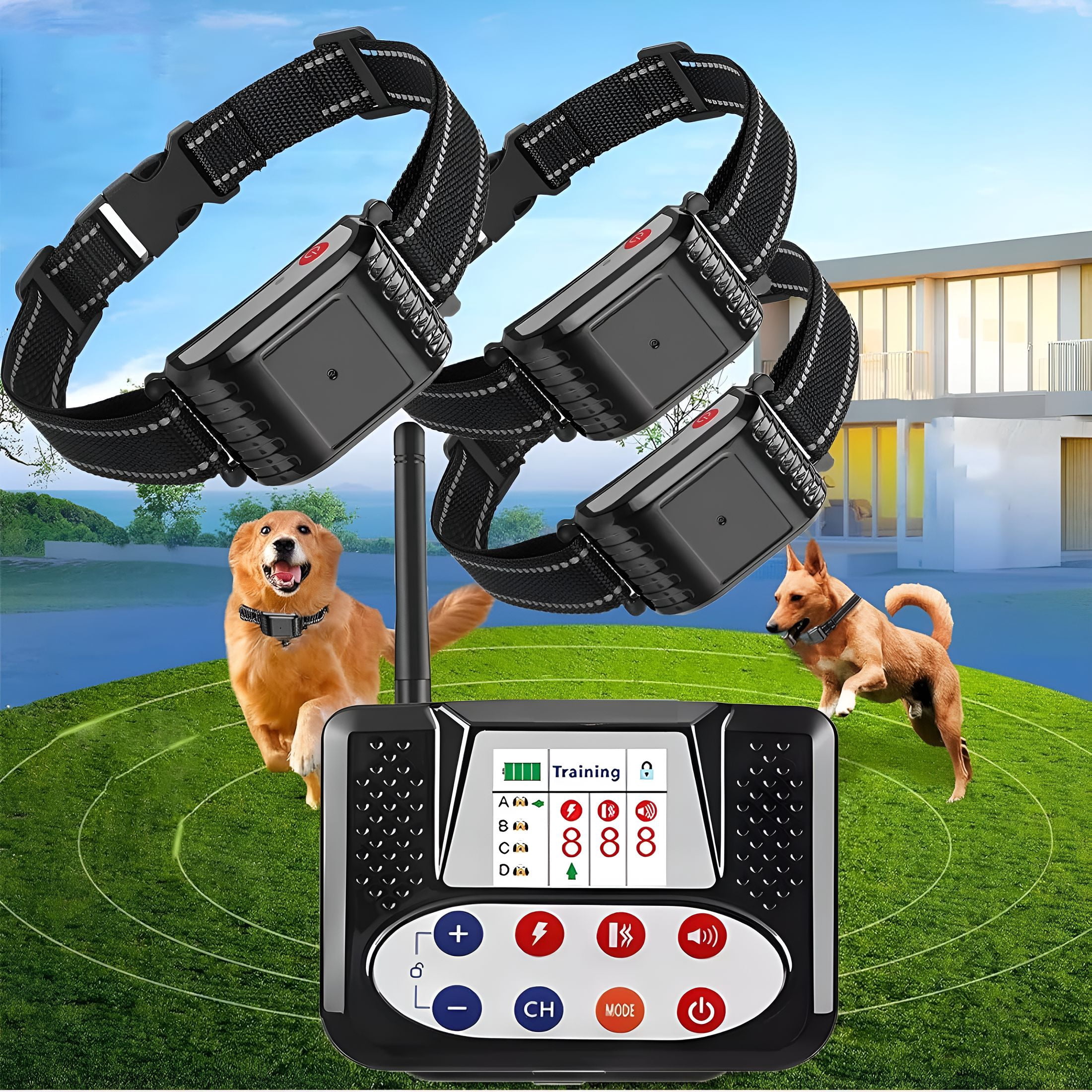 BESTSKY Wireless Dog Fence Dog Training Collar 2 in 1, Electric Pet Boundary Containment with Remote, Waterproof Receiver, Vibrate/Shock, Safe Effective, Stubborn Dog Fence System for Yard