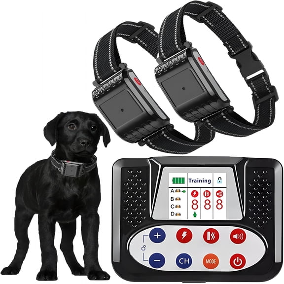 BESTSKY Wireless Dog Fence, Pet Boundary Containment System, Electric Dog Fence Remote Training Collar 2in1, Adjustable Vibration Shock, Waterproof Collar for Large and Medium Dogs