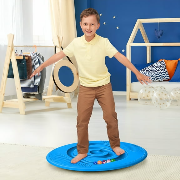BESTSKY Wobble Board for Kids Plastic Balance Board Rocker Maze Board with 5 Balls Toddler Physical Therapy Toy(Blue)