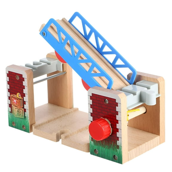 BESTSKY Wood Railway Bridge for Railroad Tracks Wooden Train Tracks Accessories Lift Bridge Wooden Track Train Toys