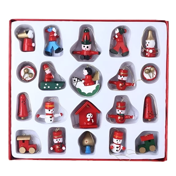 BESTSKY Wooden Christmas Ornaments Mini Christmas Figurines Christmas Tree Figurine Ornament Santa Figurines Christmas Charms Mini Craft Miniature Dolls Hanging Decoration Set Small