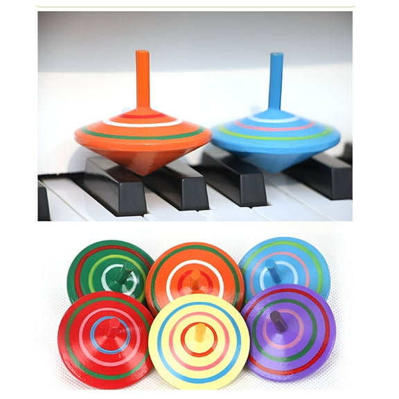 BESTSKY Wooden Colorful Spinning Top Kids Wood Children's Party Toy