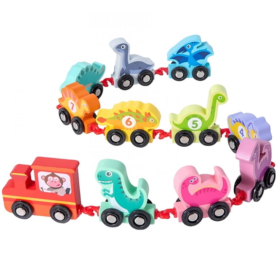 BESTSKY Wooden Dinosaur Train Set for Toddlers-Dinosaur Toys and Number Train,Perfect for Toddler Train Set Activities,Birthdays,And Educational Gifts for Boys Aged 3-5