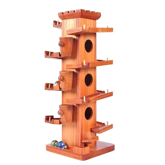BESTSKY Wooden Marble Run Construction Set, STEM Educational Building Toy with Smooth Rolling Cars, Kids Track Game for Home