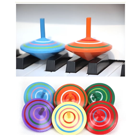 BESTSKY Wooden Spinning Top Toy, Colorful Classic Wood Spinner for Kids, Hand-Eye Coordination Gift for Toddlers, Party Favor