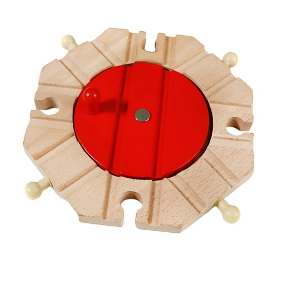BESTSKY Wooden Train Set Turntable Track Accessory, Compatible with Major Brands, Interactive Railway Building Toy for Kids, Educational Indoor Playroom Gift