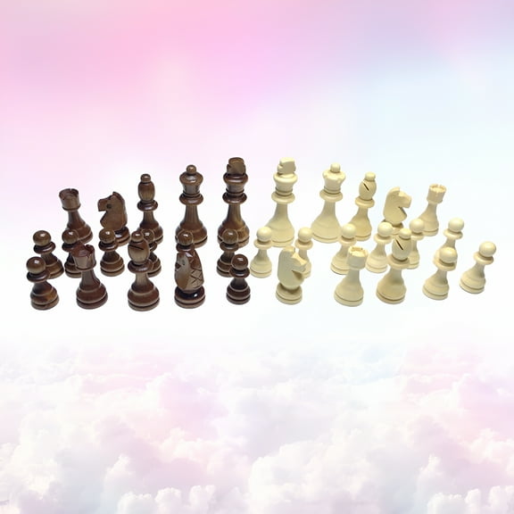 BESTSKY Wooden chess pieces (chess piece specifications: 2.5-inch wooden chess pieces 16 brown pieces + 16 white pieces) 32 pieces in total