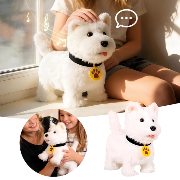 BESTSKY realistic Robot Dog Lifelike Toy Dog - Interactive Robot with Touch Sensing Voice Mimic Licking Motion Leash Remote Soft Fur Battery Powered