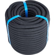 BESTSLE 100ft 1/2 inch Double Braided Polyester Rope High Strengh Nylon Core Rope for Anchor, Tree Work, Cargo, Pulling, Sailing Black